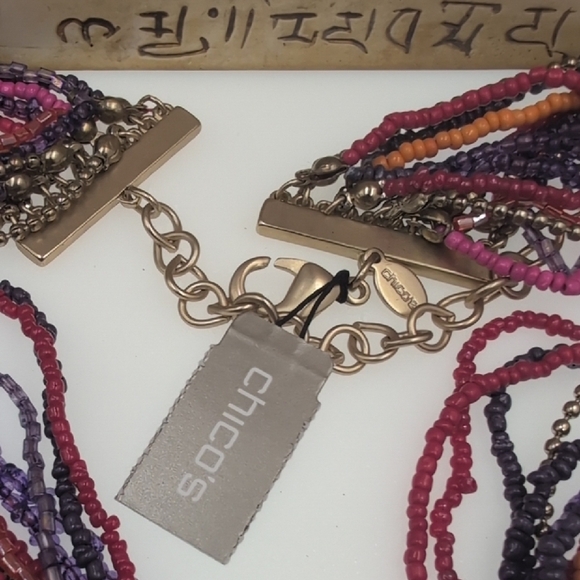 Chicos Purple and Pink Multi-Strand Necklace with Cascading Effect - Picture 7 of 9